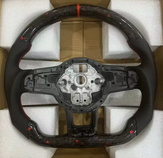 Perforated Carbon Leather Custom Steering Wheel - VW Golf/GTI/R (2013-2019)